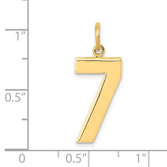 14k Yellow Gold, Athletic Collection, Large Polished Number 7 Pendant - Picture 4 of 5